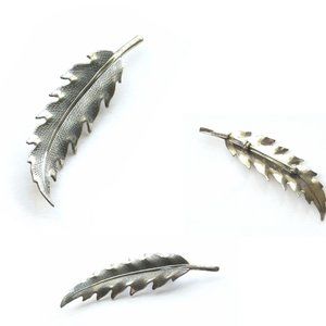 Vintage Beau Sterling Silver Feather Brooch